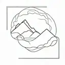 one line that makes a wave , turns into the word khans and then turns into a mountain  tattoo design idea