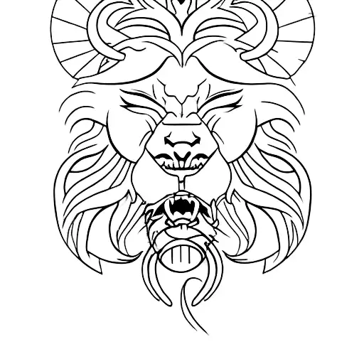 Lion and scorpion  tattoo design idea