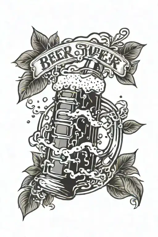 beer taking shower tattoo design idea