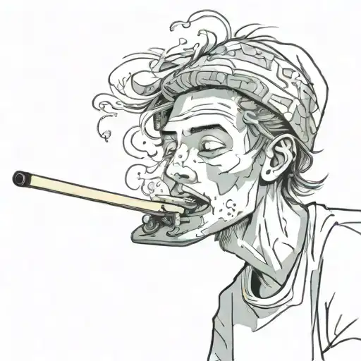 smoking blunt skatboarding tattoo design idea