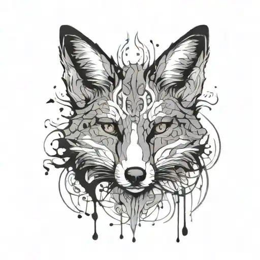 A psychologist's inkblot test transformed into a fox silhouette tattoo design idea