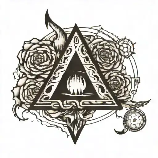 really dark scary cool tattoo that can cover up a triangle and 3 circles above it tattoo design idea