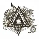 really dark scary cool tattoo that can cover up a triangle and 3 circles above it tattoo design idea