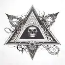 really dark scary cool tattoo that can cover up a triangle and 3 circles above it tattoo design idea