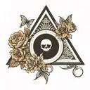 really dark scary cool tattoo that can cover up a triangle and 3 circles above it tattoo design idea