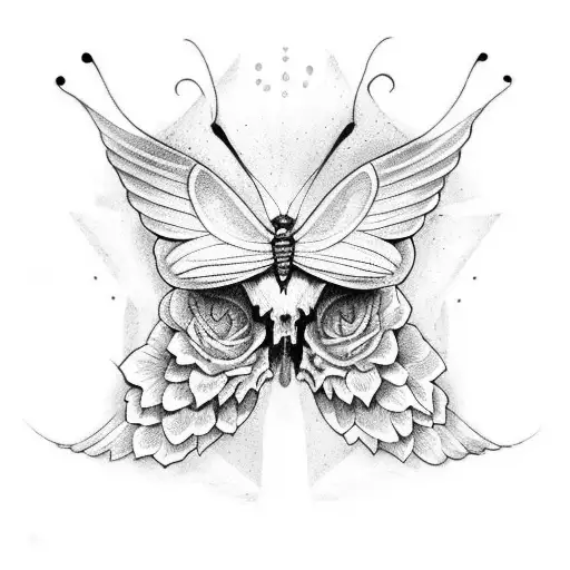 Butterfly with a skull on the wings tattoo design idea