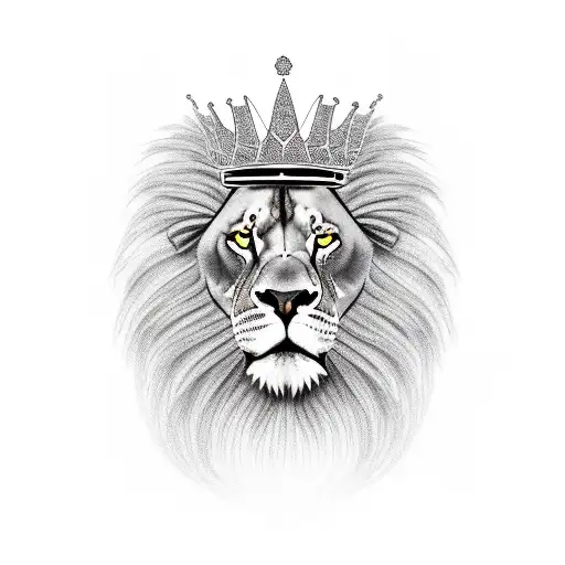 Black man and lion with crown mixed together tattoo design idea