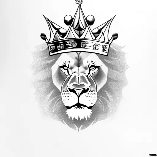 Angry Lion with crown  tattoo design idea