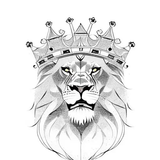 Angry lion with kings crown tattoo design idea