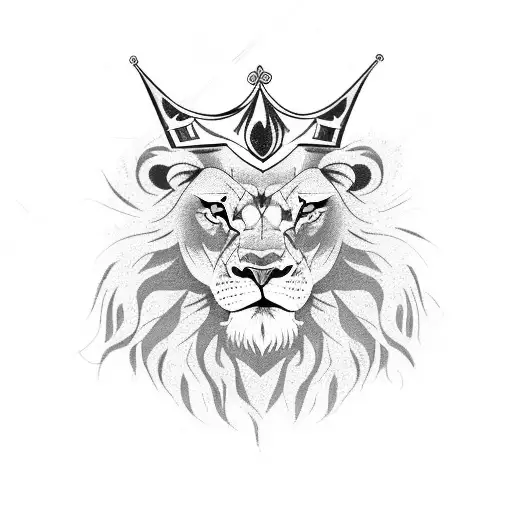 Angry Lion with crown  tattoo design idea