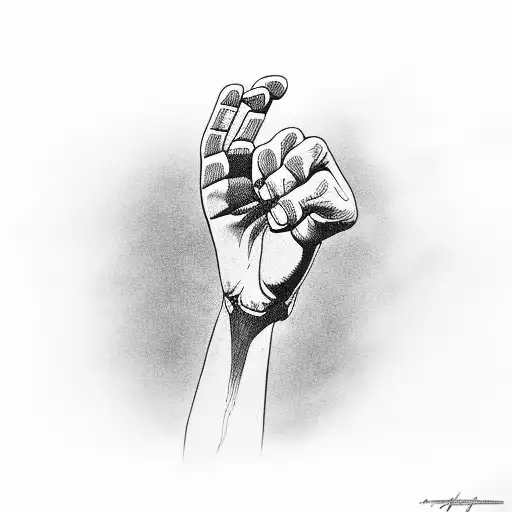 Closed fist in the raise in the air tattoo design idea
