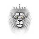 Black man and lion with crown mixed together tattoo design idea