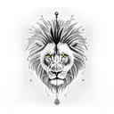 Black man and lion with crown mixed together tattoo design idea
