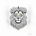 Black man and lion with crown mixed together tattoo design idea