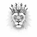 Angry Lion with crown  tattoo design idea
