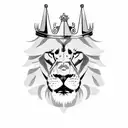 Angry Lion with crown  tattoo design idea