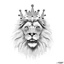 Angry Lion with crown  tattoo design idea