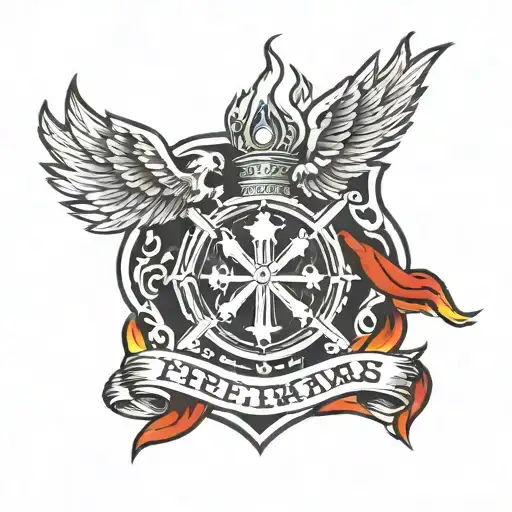 st. florian flames fire brigade badges birthdays tattoo design idea