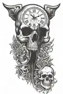 Skull Clock Family Warrior Protector tattoo design idea
