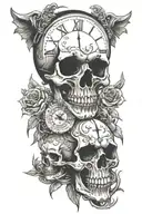 Skull Clock Family Warrior Protector tattoo design idea
