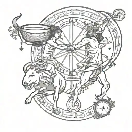 Libra and taurus zodiac sign tattoo design idea