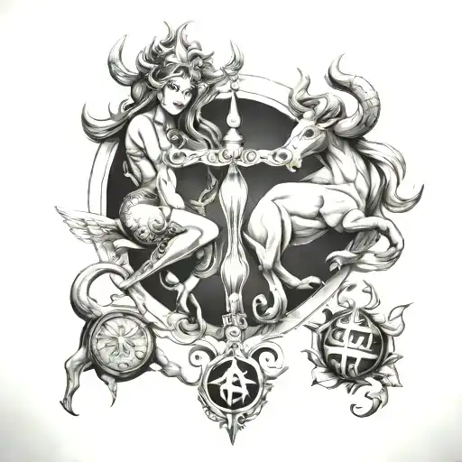 Libra and Taurus tattoo design idea