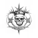 skull wearing a crown of thorns tattoo design idea