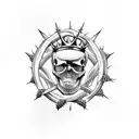skull wearing a crown of thorns tattoo design idea