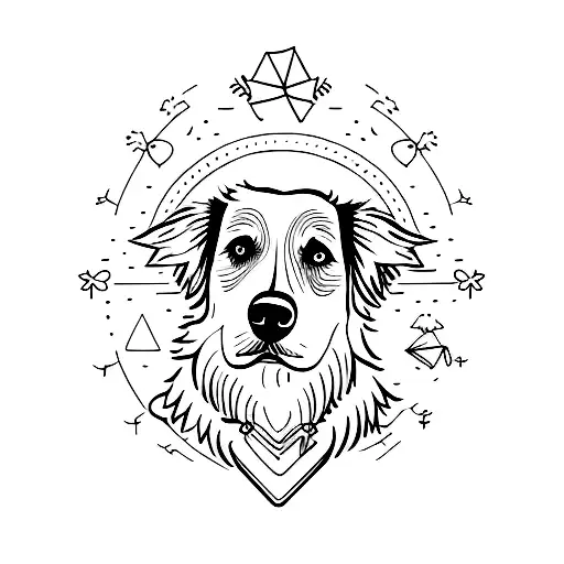 border collie camping  tattoo design idea