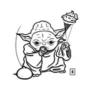 baby yoda eating soft serve icecream tattoo design idea