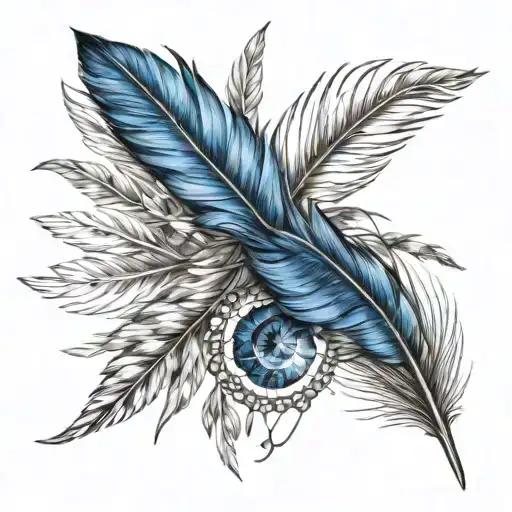 , Sapphire crystal , native feather positive energy  tattoo design idea