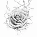 A devil's rose with thorny vines wrapping around it tattoo design idea