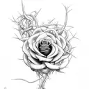 A devil's rose with thorny vines wrapping around it tattoo design idea