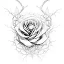 A devil's rose with thorny vines wrapping around it tattoo design idea