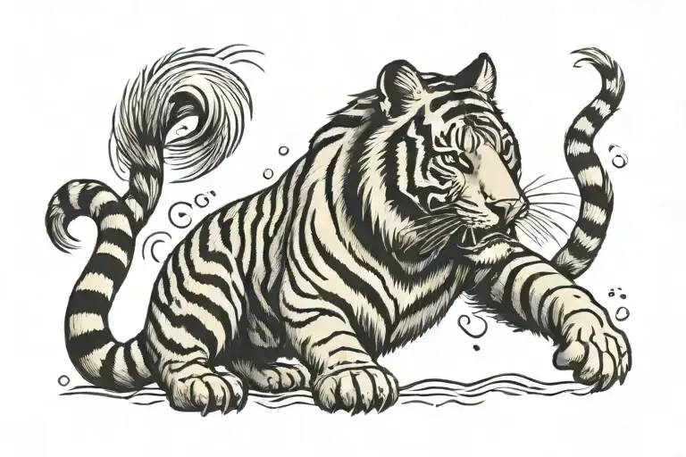 tiger walking tattoo design idea