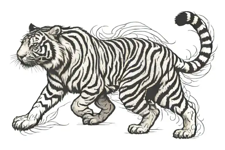 tiger walking tattoo design idea
