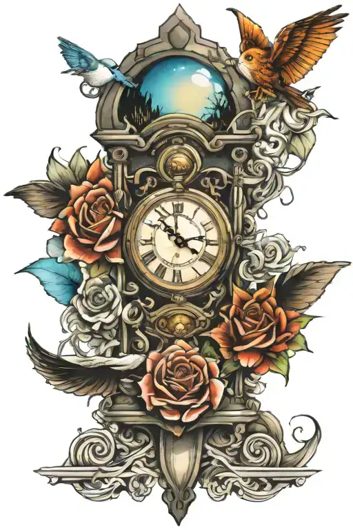 time and travel tattoo tattoo design idea