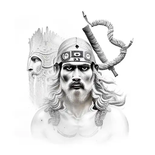 Ancient warrior with italian background tattoo design idea