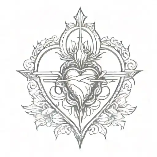 christ sacred heart tattoo design idea