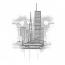 A minimalistic Adana cityscape with binary code in the background tattoo design idea