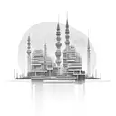 A minimalistic Adana cityscape with binary code in the background tattoo design idea