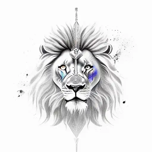 lion with gladiator tattoo design idea