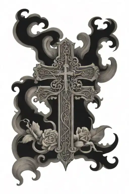cross with bible verse psalm 23:4 tattoo design idea