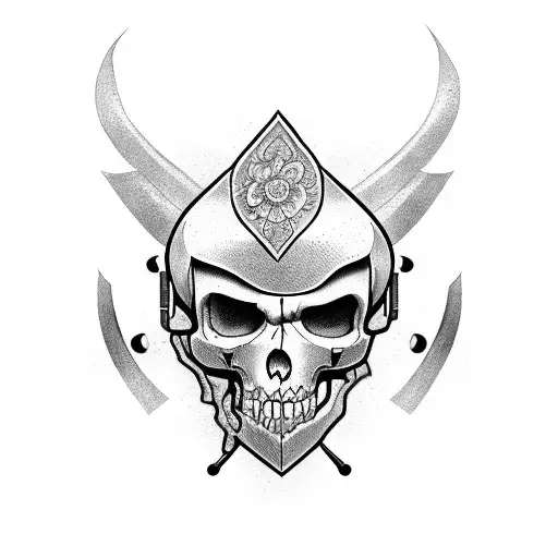 Caveira com facas e armas tattoo design idea