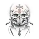 Caveira com facas e armas tattoo design idea