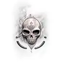 Caveira com facas e armas tattoo design idea