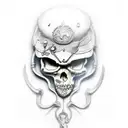 Caveira com facas e armas tattoo design idea