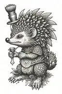 funny hedgehog warrior meditating tattoo design idea