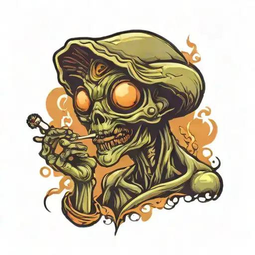 alien smoking tattoo design idea