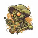 alien smoking tattoo design idea